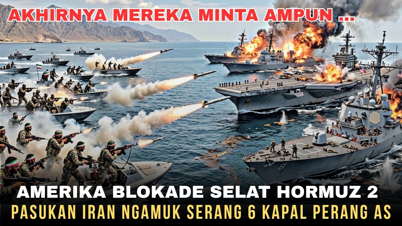 RENCANA AMERIKA GAGAL !!! PASUKAN IRAN SERANG 6 KAPAL TEMPUR AMERIKA YANG BLOKADE SELAT HORMUZ ...