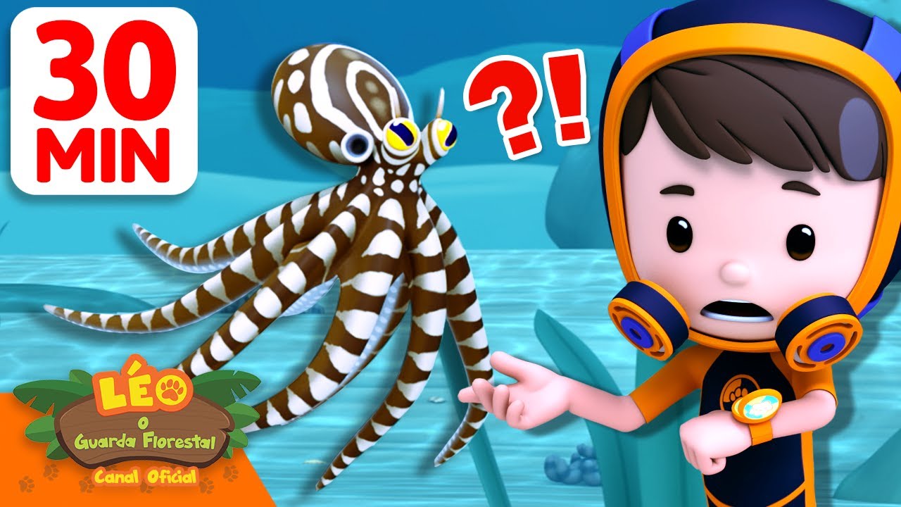 O Polvo Mímico se Transforma em Várias Criaturas! 🐙🪸 | 30 Min | Leo, O Guarda Florestal | Animação