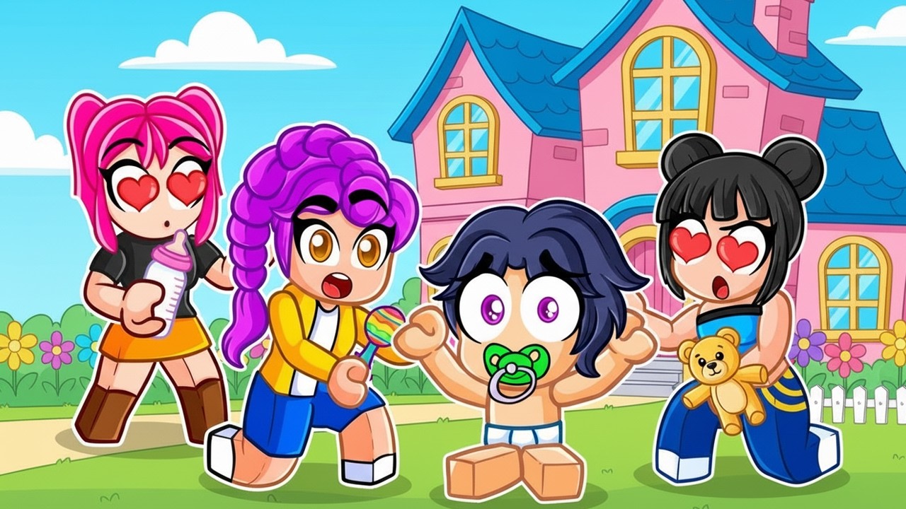 HUNTRIX GIRLS Turn JINU Into a BABY for 24 Hours in Roblox! 😱👶 (KPop Demon Hunters)