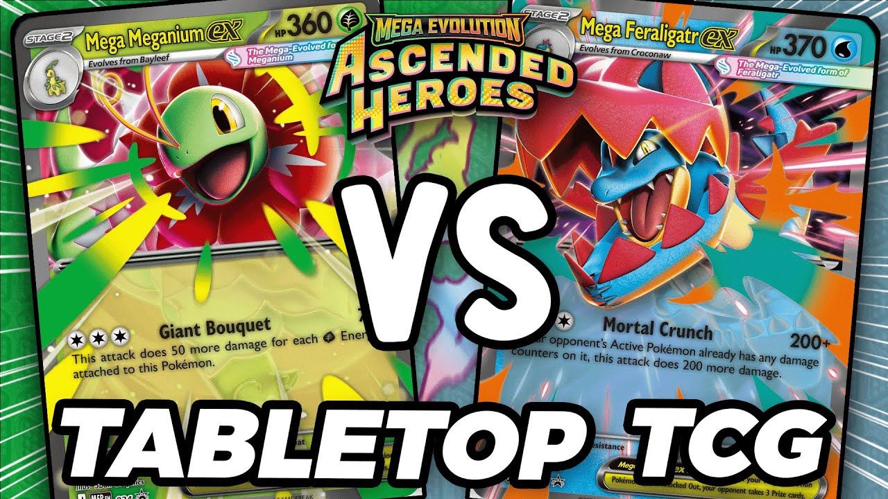 Can Mega Meganium ex Defeat Mega Feraligatr ex in this Pokemon TCG Tabletop Match!?
