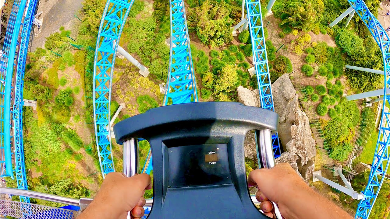 Blue Fire Roller Coaster Ride at Theme Park Europa-Park in Germany