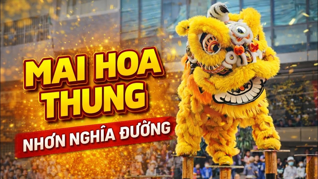 Màn biểu diễn mai hoa thung tuyệt đẹp của lân sư rồng Nhơn Nghĩa Đường 