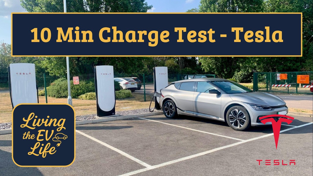 10-минутный тест зарядки Kia EV6 на станции Tesla Supercharger: сколько удастся зарядить?