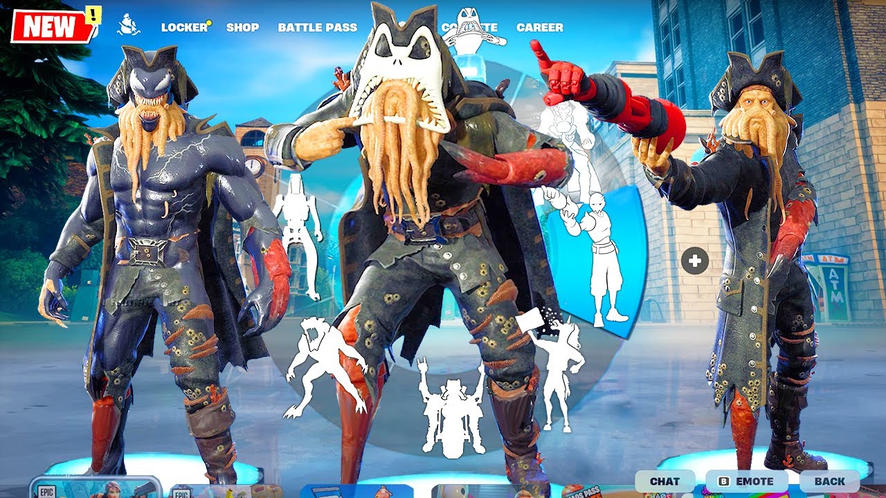 Fortnite x Pirates of the Caribbean: DAVY JONES doing All Funny Built-In Emotes