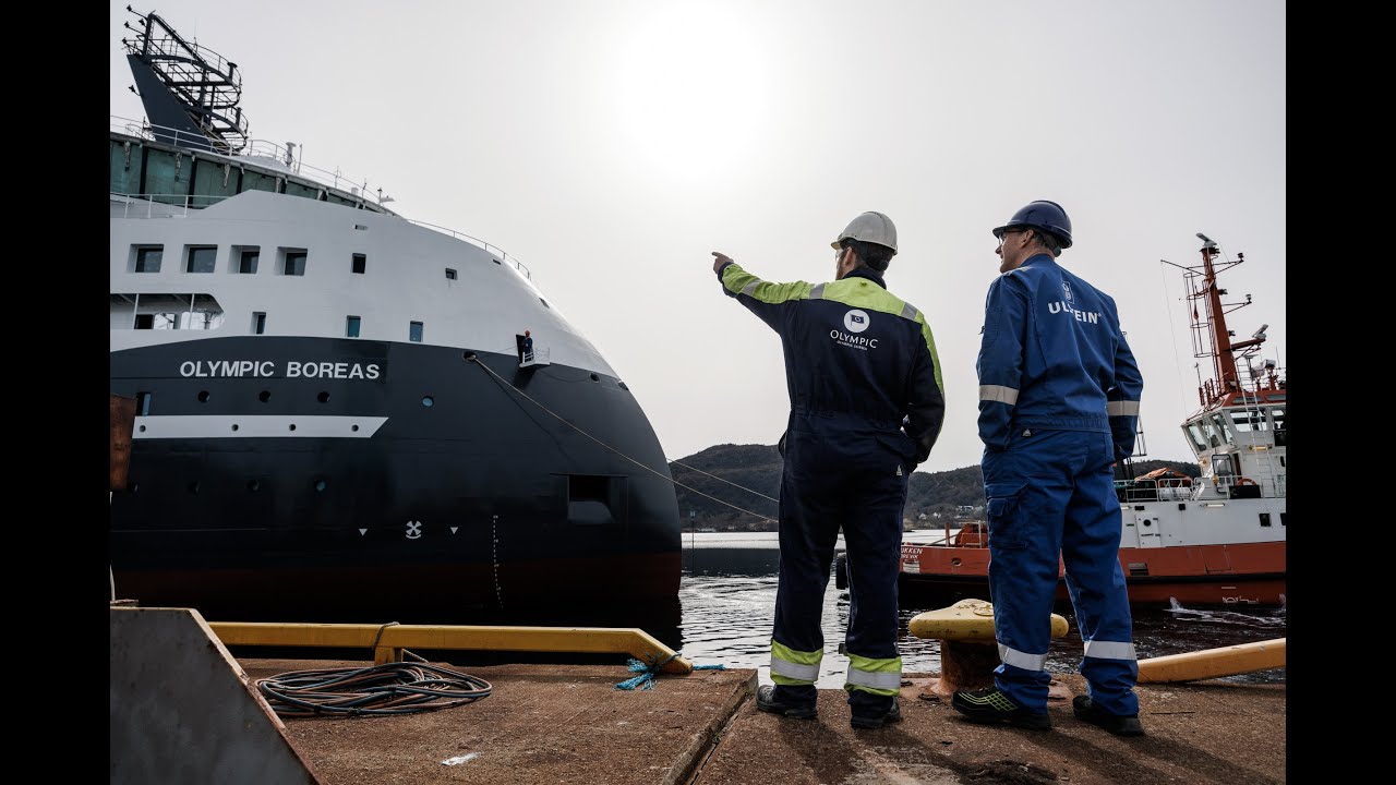Launching the CSOV Olympic Boreas at Ulstein Verft