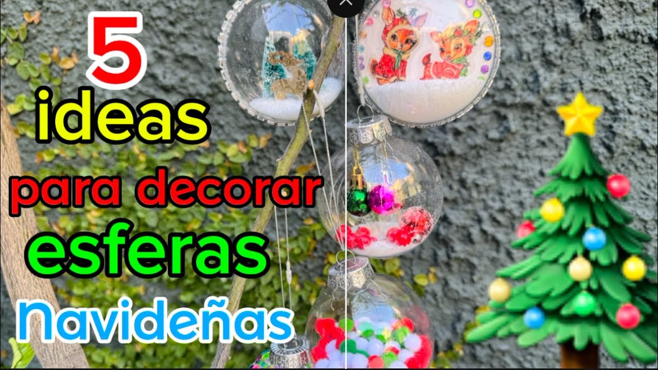 5 ideas fáciles para decorar esferas navideñas transparentes 🎅✨ | Manualidades con Madel
