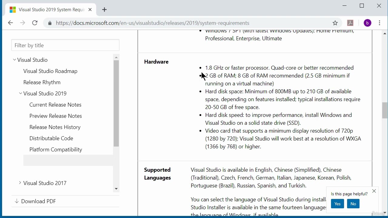 12. Visual Studio installation requirements