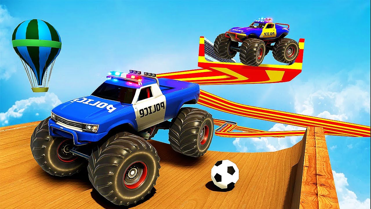 Police Stunt Racing Games  Monster Truck Games - Impossible Car Stunts Race - Android GamePlay