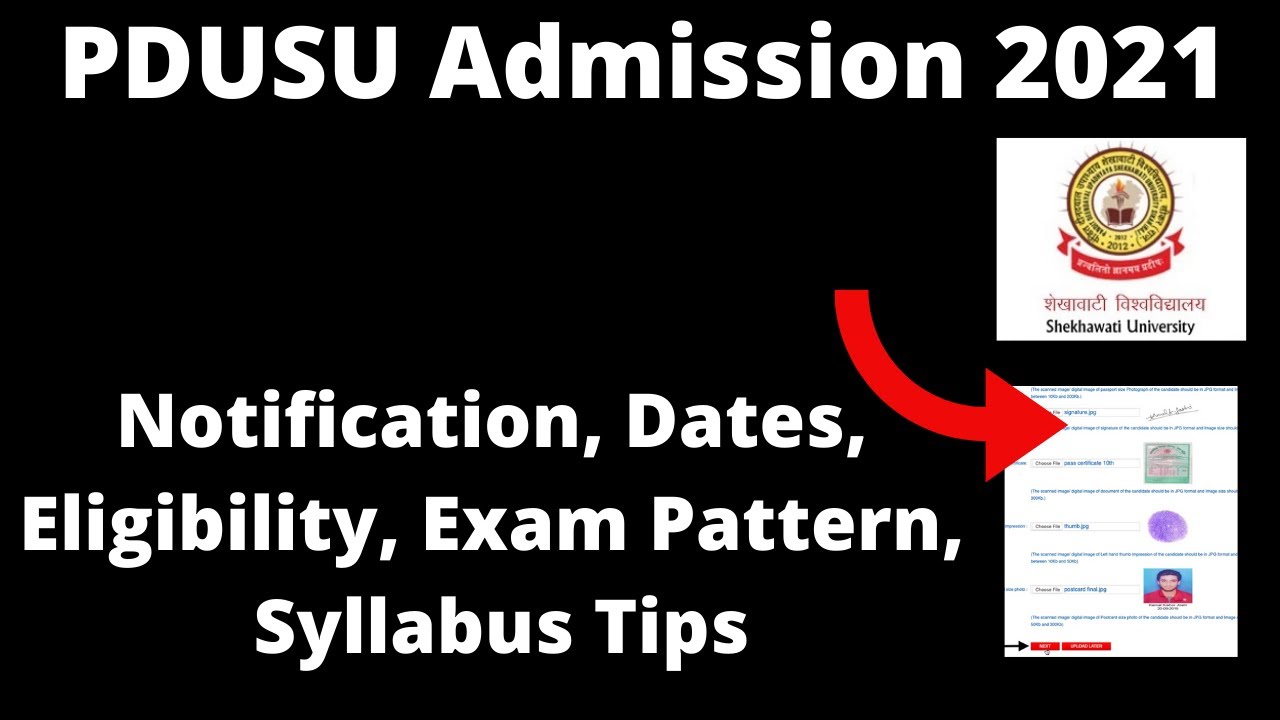 PDUSU Admission 2021 : Application Form ,Exam Pattern, Eligibility Criteria, Exam Syllabus Online