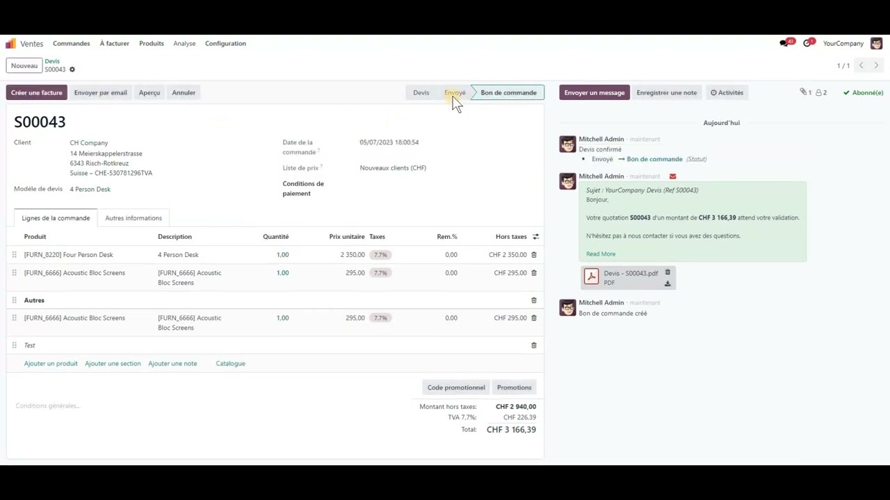 Odoo V16.3 - Cr&eacute;er un devis et une facture en moins de 2 minutes