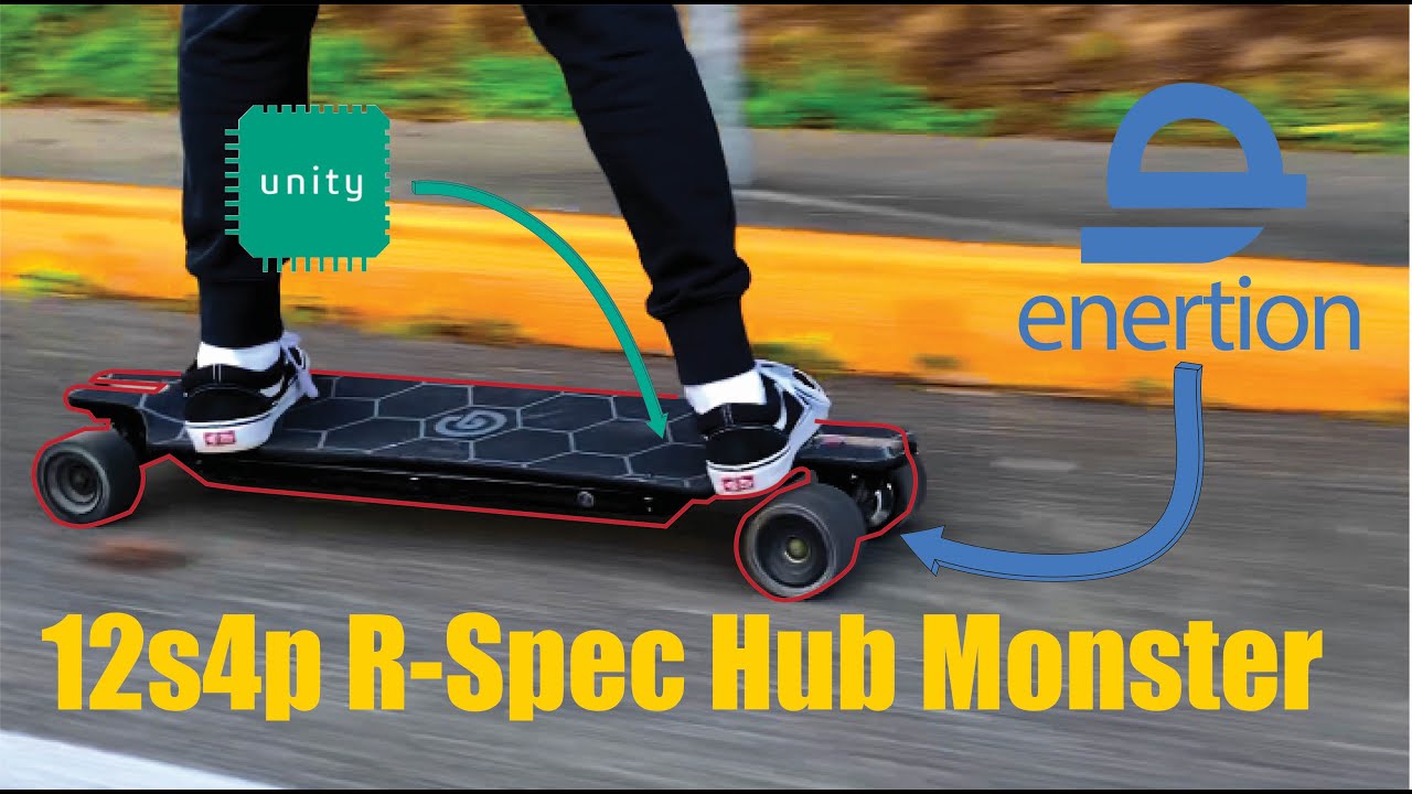 How to Build an Electric Skateboard - 12s4p Enertion R-Spec Hubs & Unity ESC *39MPH 25 Mile Range*