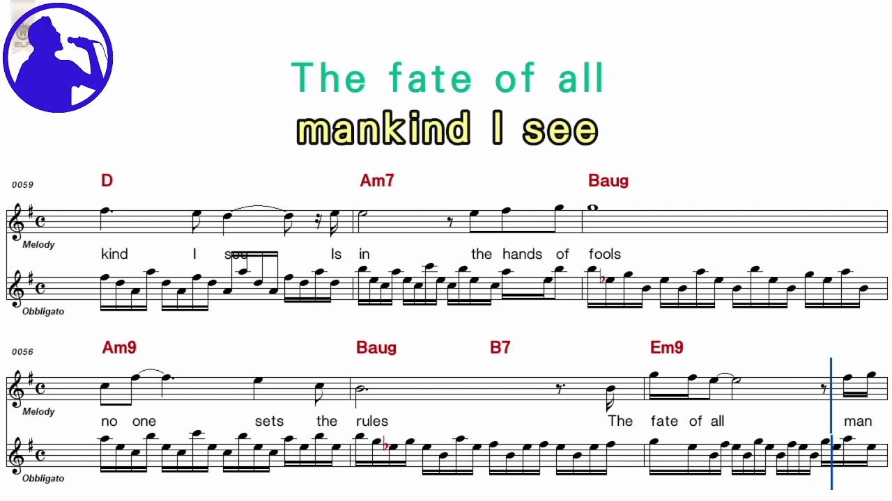 King Crimson - EPITAPH karaoke version sheet music for players,chorus added(Ye karaoke)