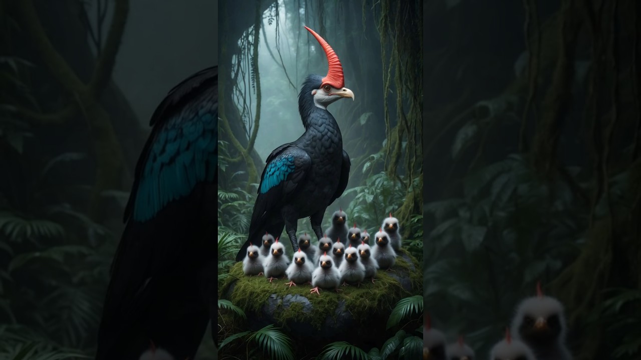 This Rare Horned Guan Family Scene Feels Ancient and Magical #guan #birds #bird #birdnest #wildlife