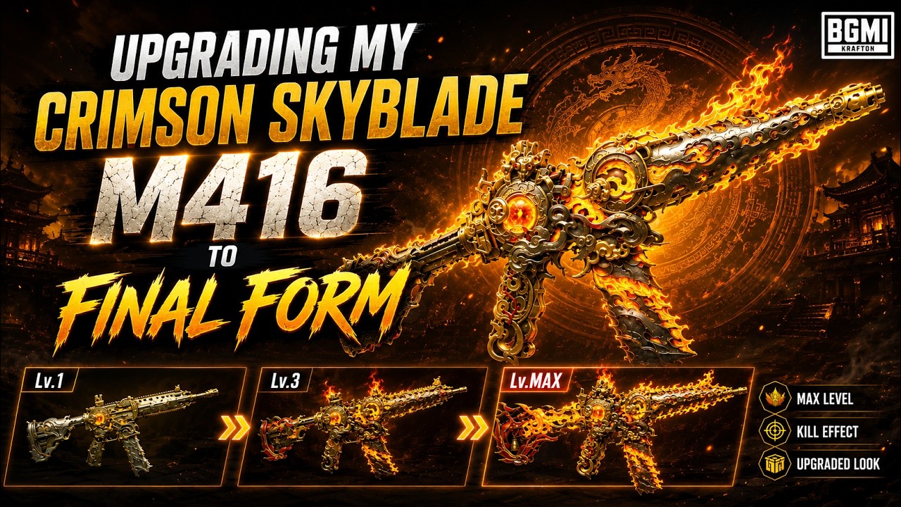 Upgrading Crimson Skyblade  M416 / Fire M416 in BGMI 🔥🔥