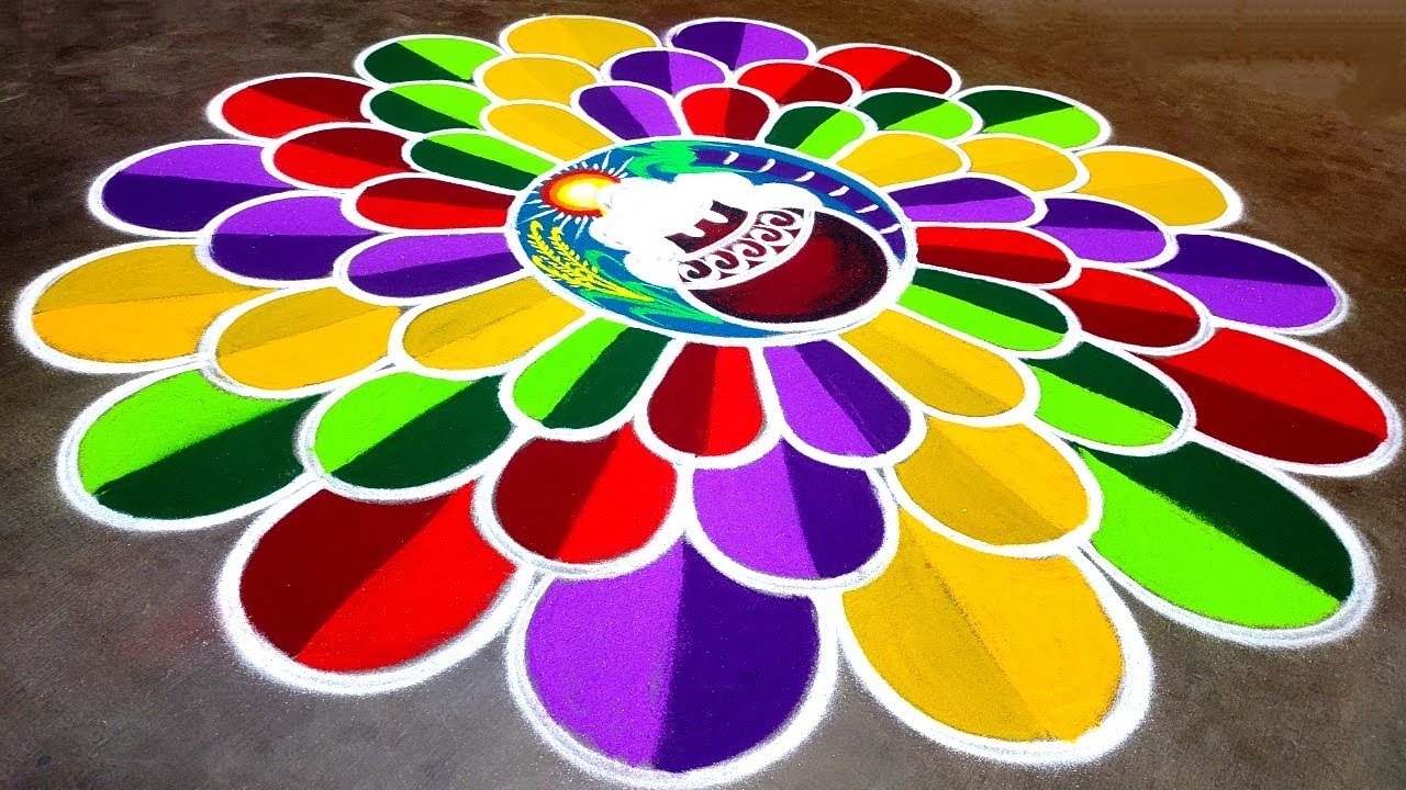 New Pongal pot rangoli |Pongal 2025 special kolam|sankranti big muggulu|bhogi Amazingrangoli