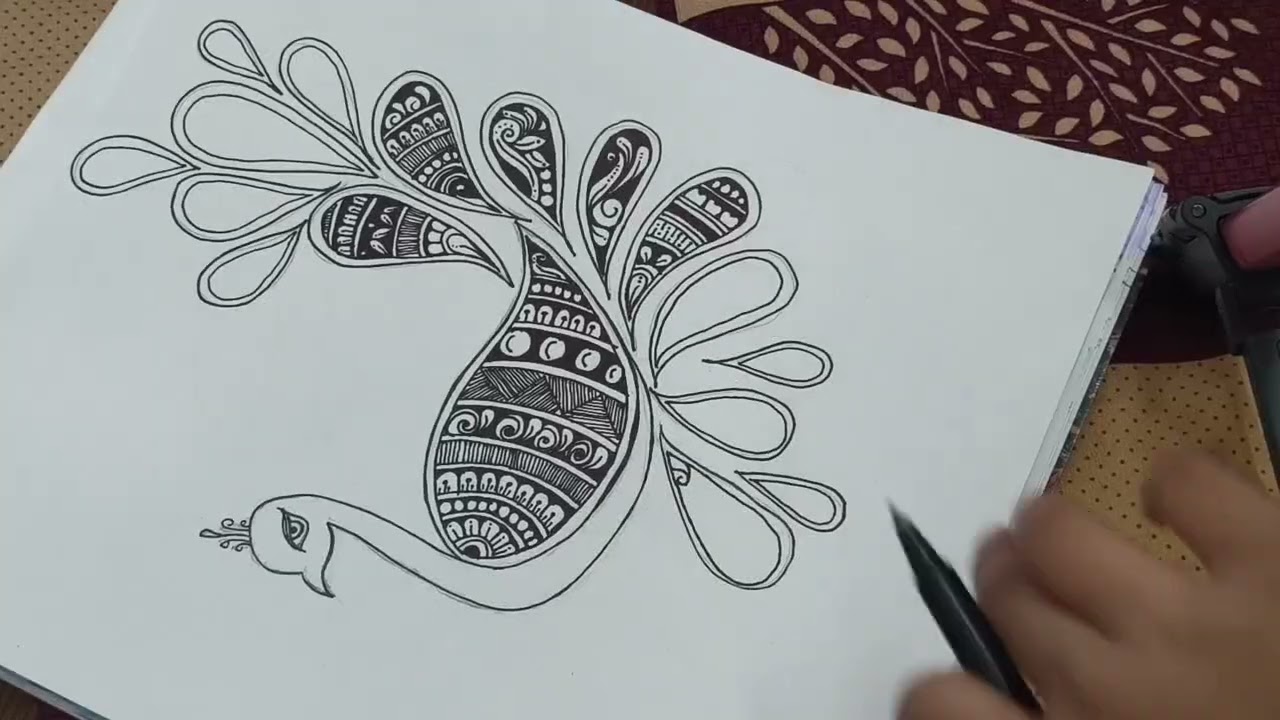 मंडला आर्ट || beautiful mandela art peacock🦚#viral #youtube #art #sketch #khushidubey #youtubepost 