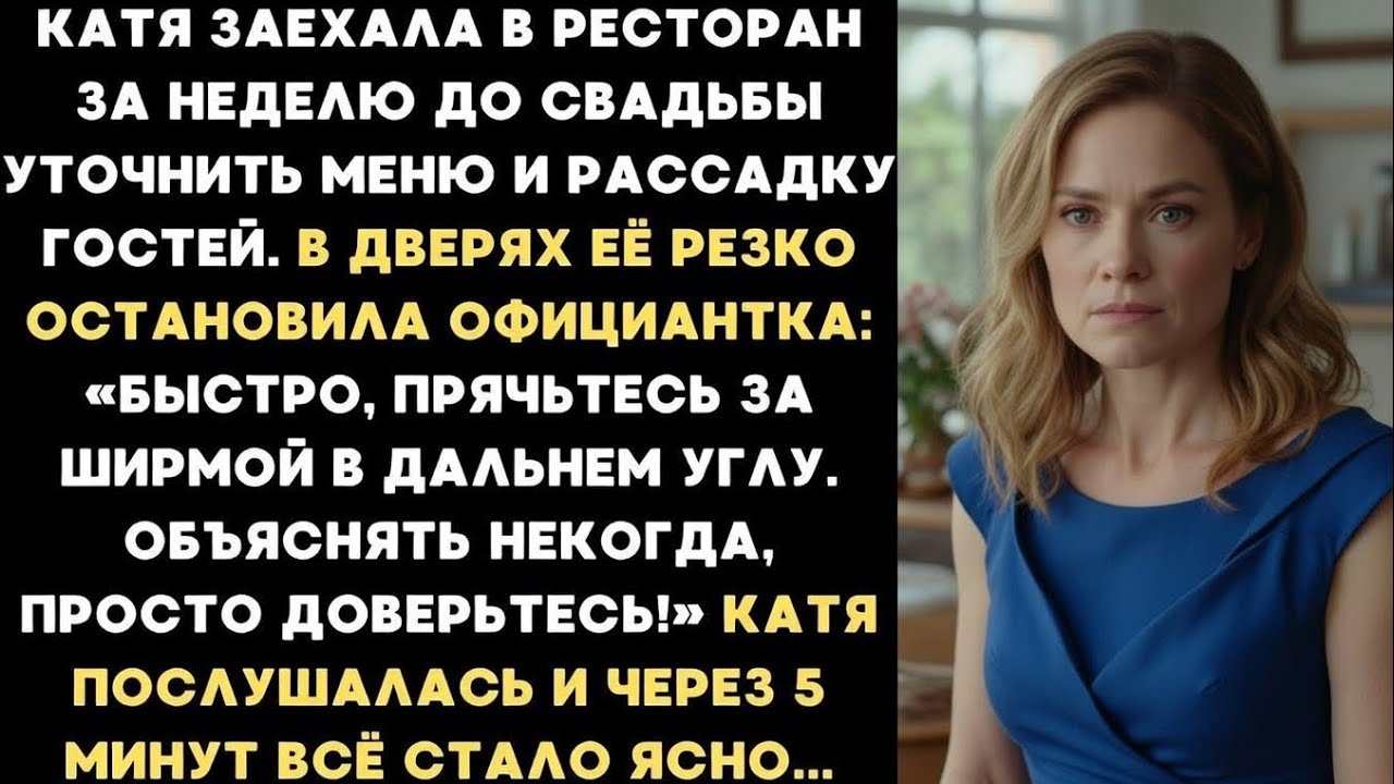 Быстро, прячьтесь за ширмой! - прошептала официантка. Катя послушалась и через 5 минут всё поняла...
