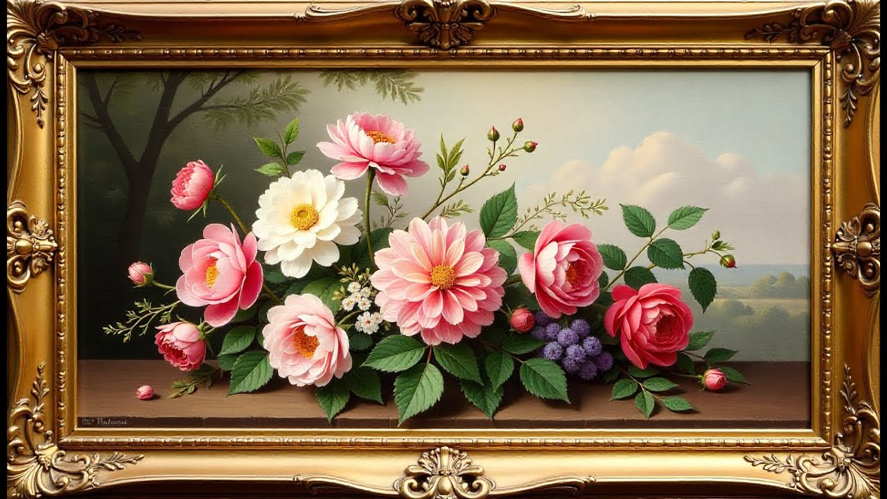 Vintage Floral Oil Painting - Frame TV Art 4K | Elegant Wall Art
