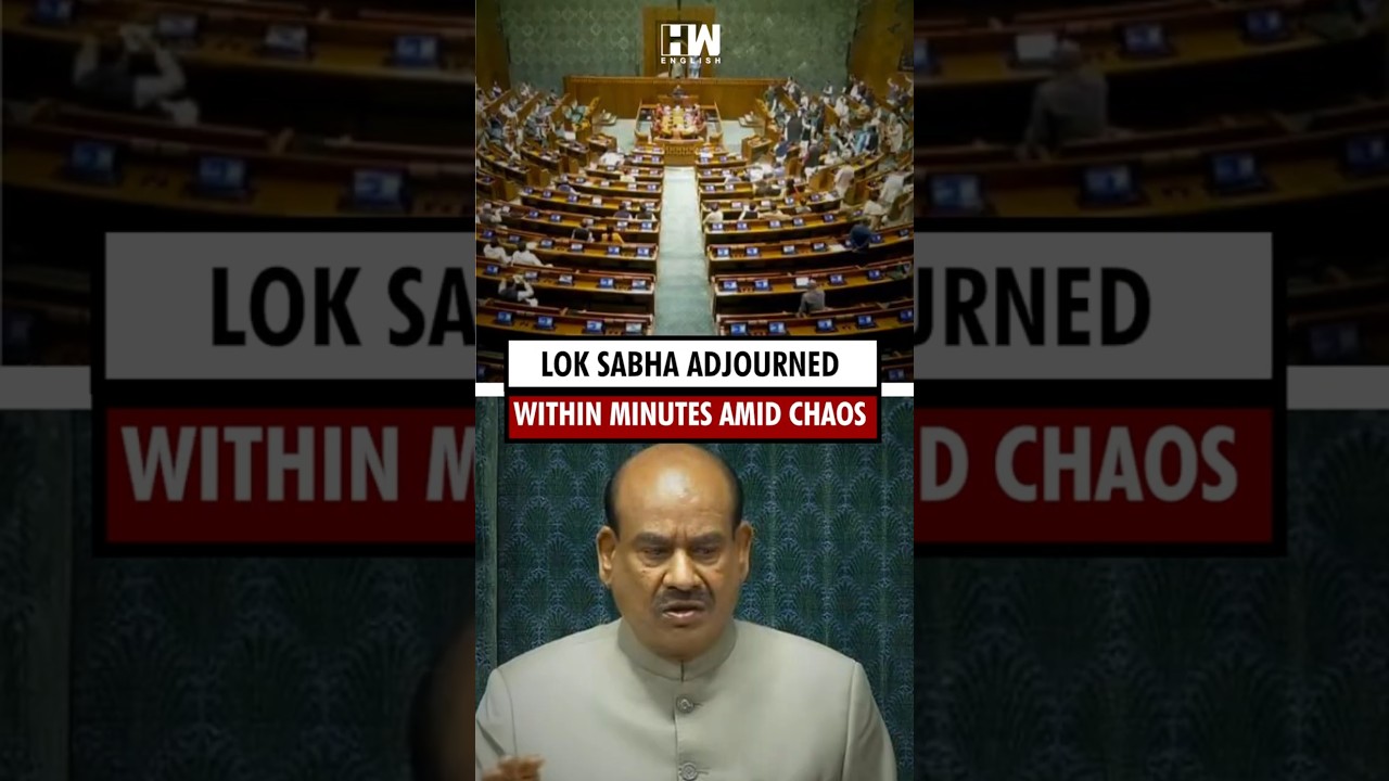 #Shorts | Speaker Om Birla adjourns Lok Sabha within minutes amid chaos caused by opposition MPs