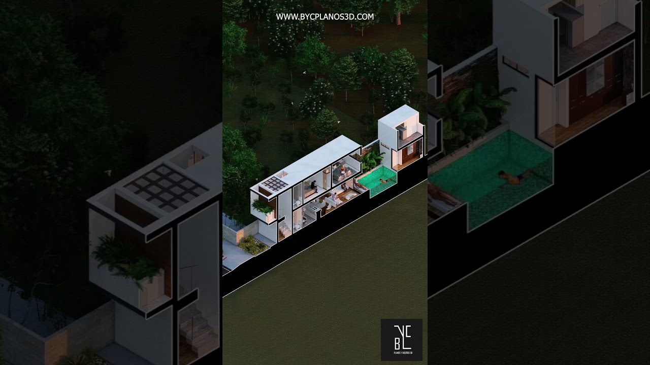 Casa 5x20m | Corte #arquitectura #casa #design #construccion #home #architecture #lumion #byc