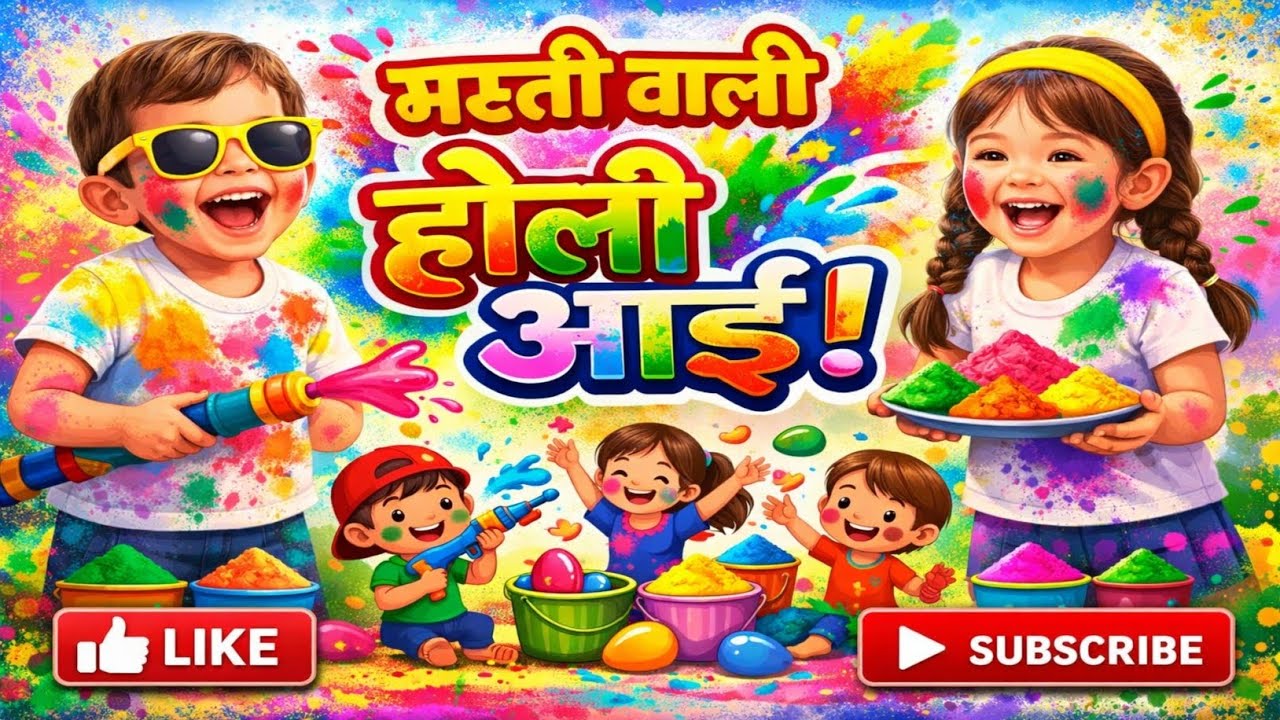 मस्ती वाली होली आई  !! Masti wali holi aai ! Balgeet ! Kids song 