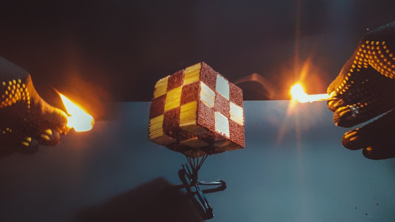Amazing fire cube | match chain reaction will amaze you! #experiment #matchchainreaction #fireart
