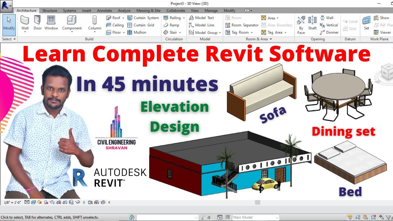 Полное программное обеспечение Revit за 45 минут | Фасады зданий | гражданское строительство | ар...