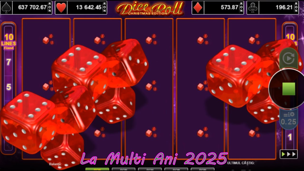 Dice and Roll Christmas - EGT Slot - Pacanele - 3 Zaruri cu Tablou Complet Wild-uri si Multe Plati