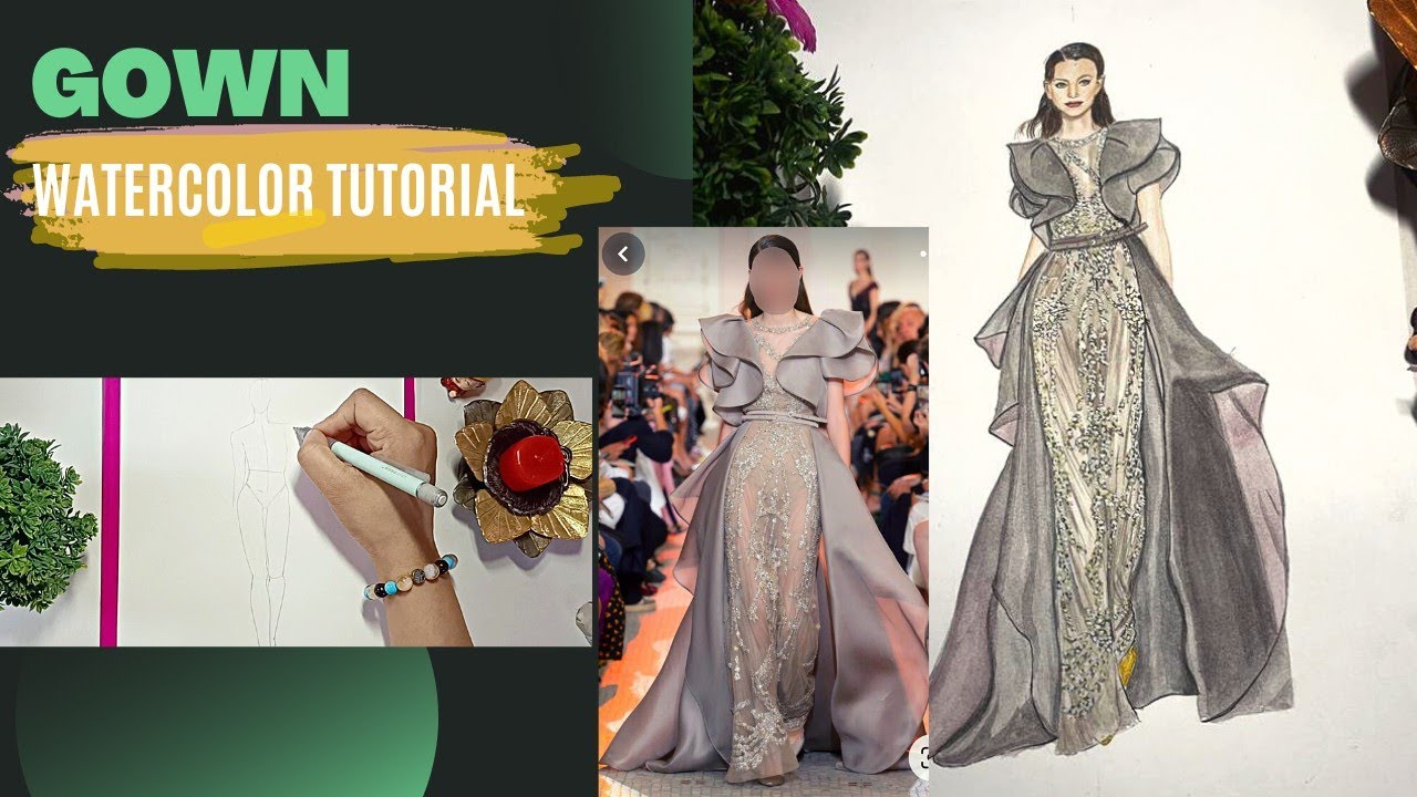 How to draw girl with Gown (dress) || How to draw a Body || Fashion illustration 👗