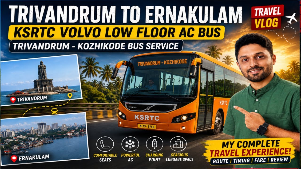 KSRTC Volvo Low Floor AC Bus Journey | Trivandrum to Kozhikode | 4K #ksrtc #anavandi #ksrtcbus