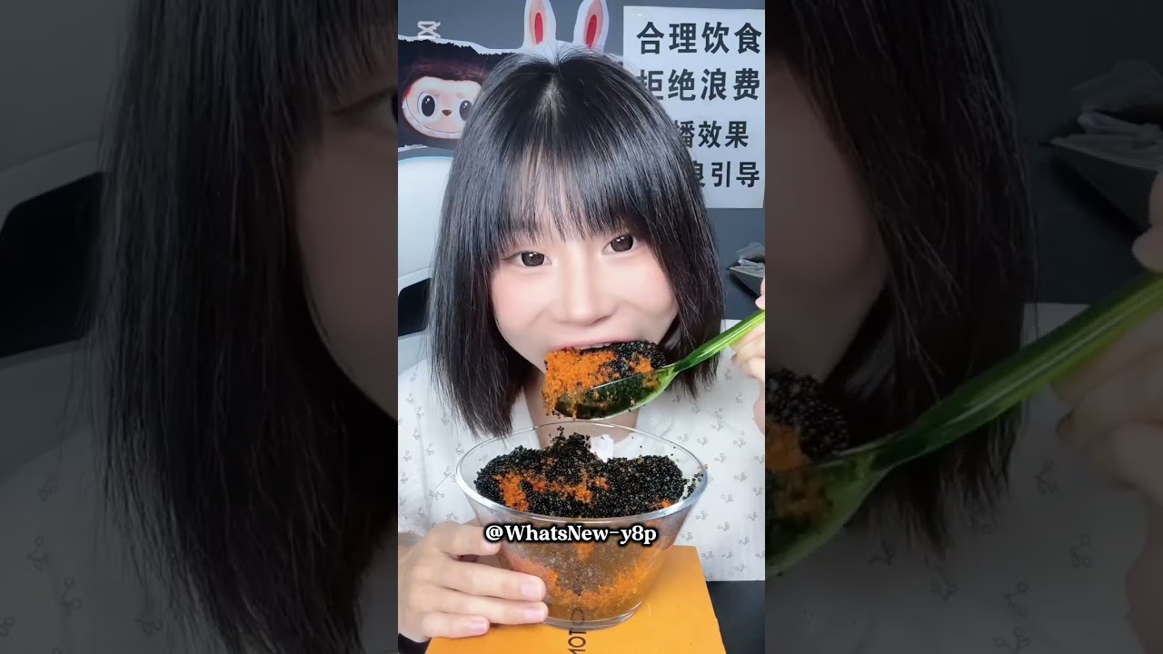 #asmr orange/black tobiko eggs EXTREMELY crunchy fish roe #fyp 