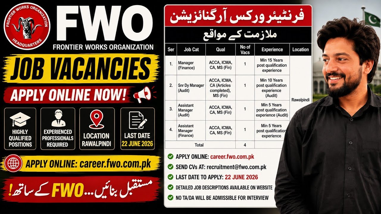 FWO Jobs 2026 | Frontier Works Organization Latest Jobs | Apply Before June 22, 2026 | Complete G...