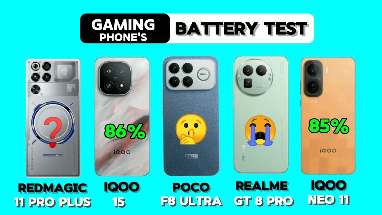 Poco f8 ultra/  iQOO 15/ redmagic 11 pro plus/  realme gt 8 pro/ iQOO Neo 11 battery test