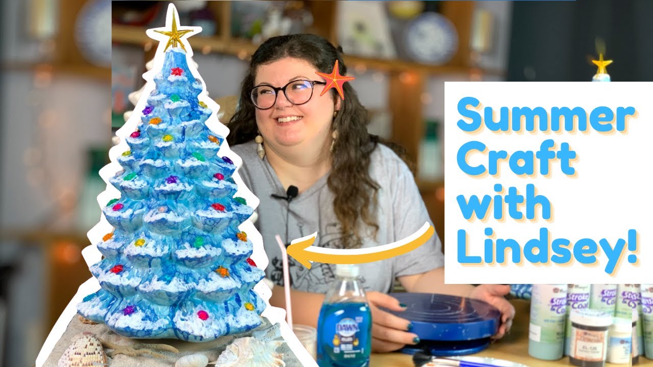 DIY Beach Themed Lighted Tree Using The Bubble Technique With Ceramic Glaze