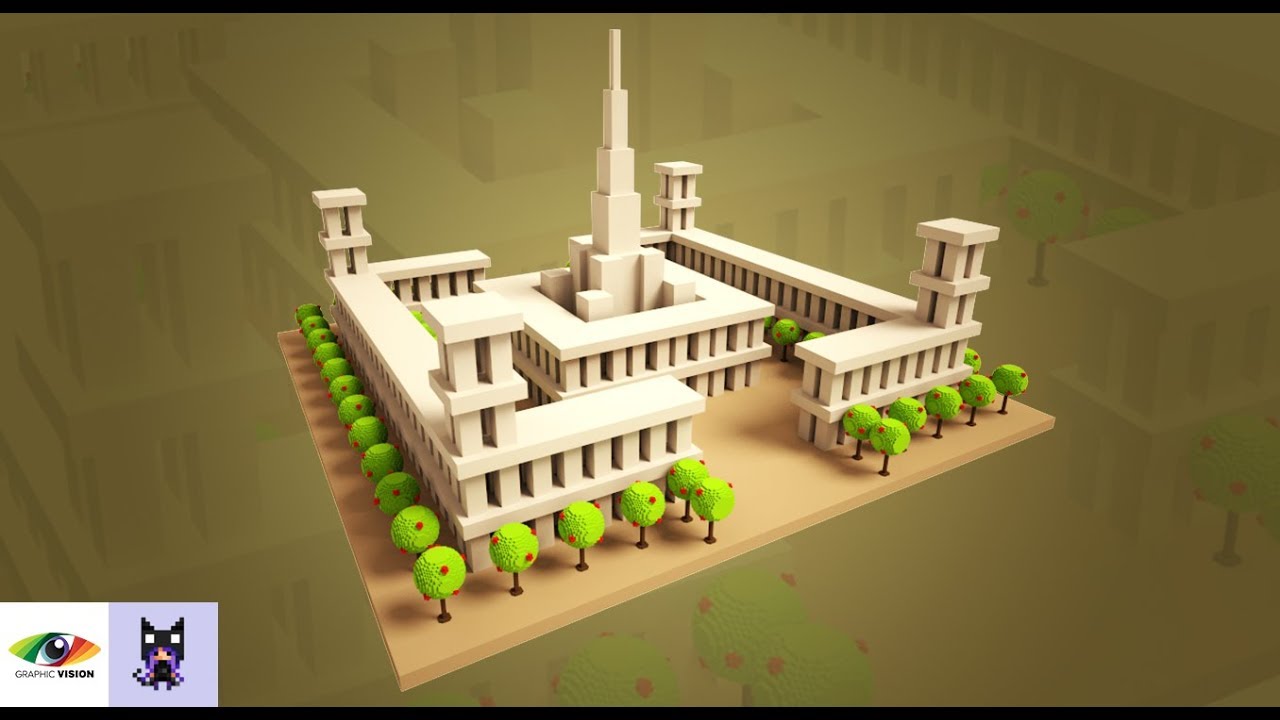 MagicaVoxel How to create simple Building (Study Center) 0.99 Tutorial