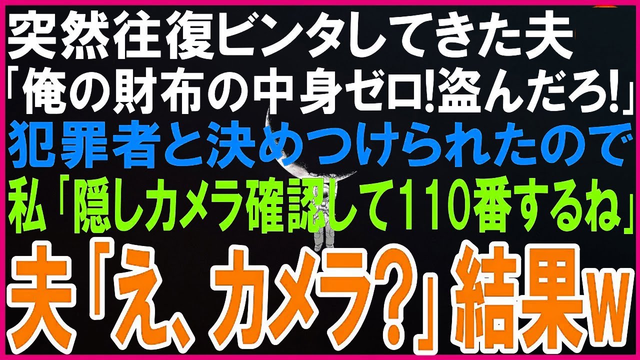 夫が帰宅するなり、いきなり往復ビンタしてきた｢俺の財布の中身ゼロだ！盗っ人が！｣犯罪者と決めつけられたので｢隠しカメラ確認して110番するね｣夫｢えっ｣結果