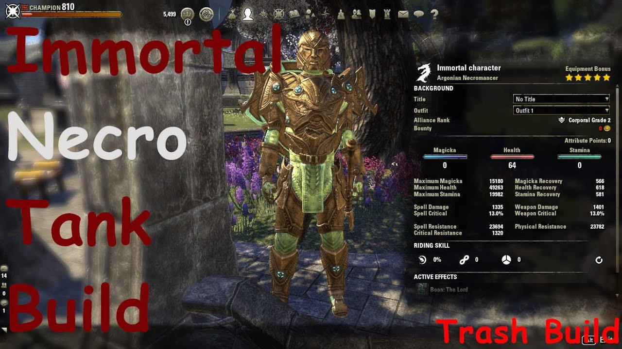 ESO:Immortal Necro Tank Trash Build