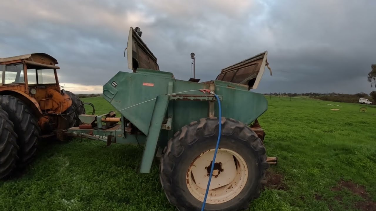 Cleaning out the seeder.