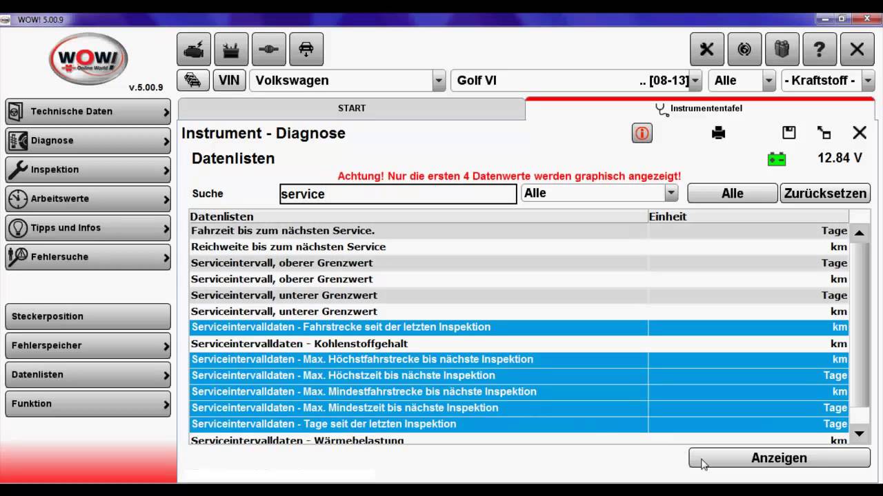 WOW! Würth Online World Wartungsintervall zurücksetzen mit der WOW! Software 5.00.9