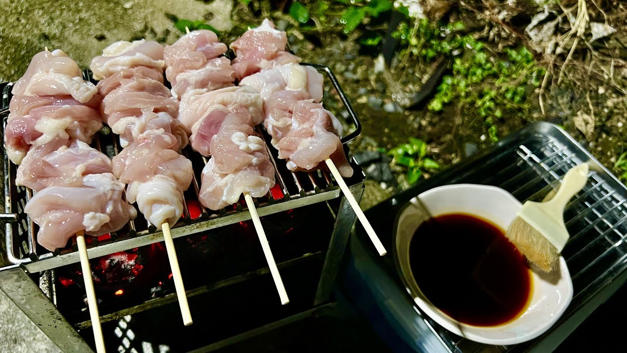 王道！焼き鳥モモ串を自家製タレで炭火焼きにしてビールを飲む！