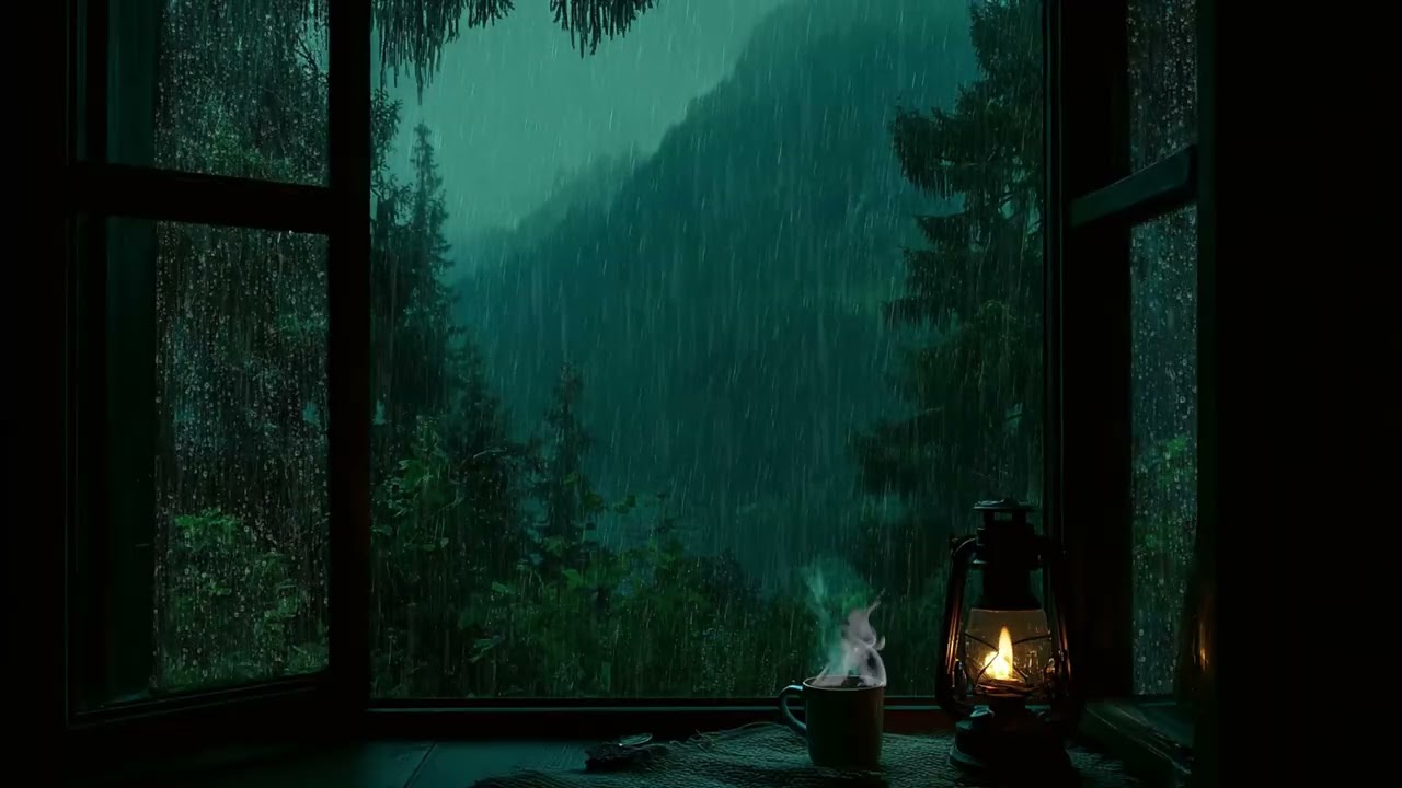 Night Thunderstorm at the Window 🌙 Gentle Rain and Thunder Sounds for Relaxation and Deep Sleep