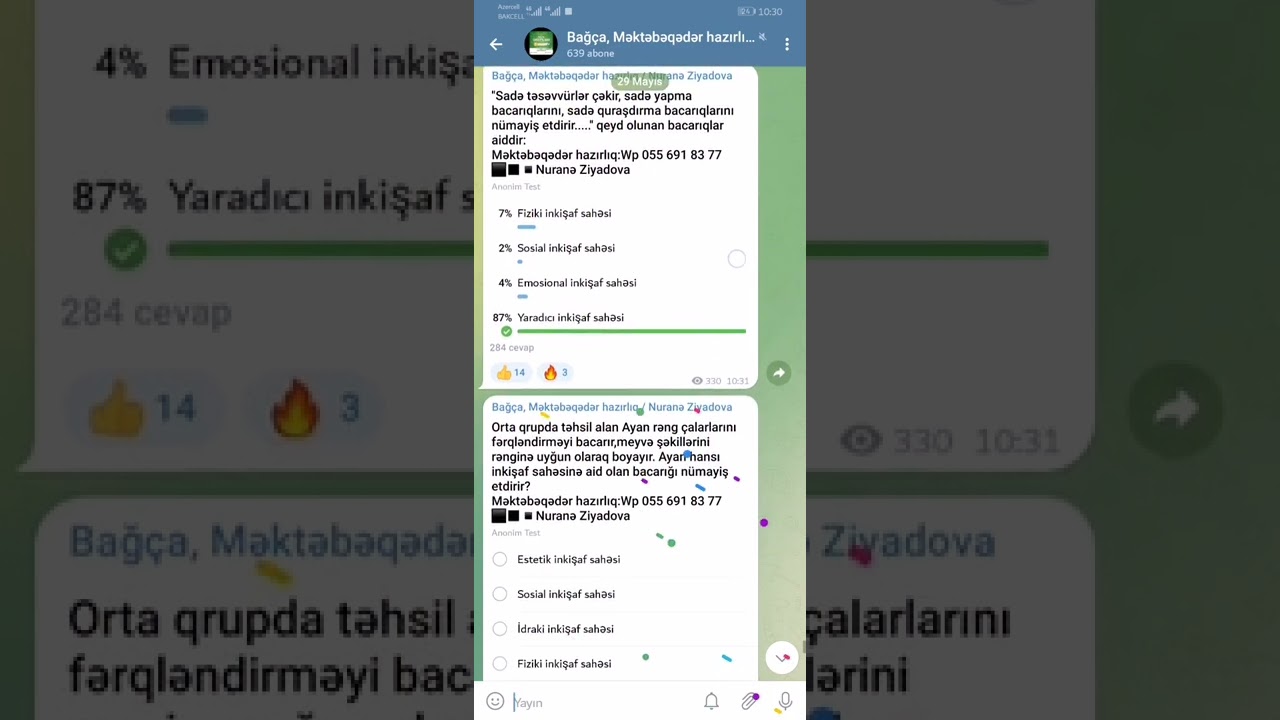 #Məktəbəqədər #inkişaf sahələri. #Test izahı 2