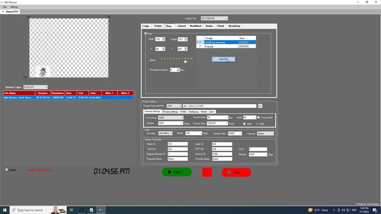 MV Playout Software: How To Insert Bug File