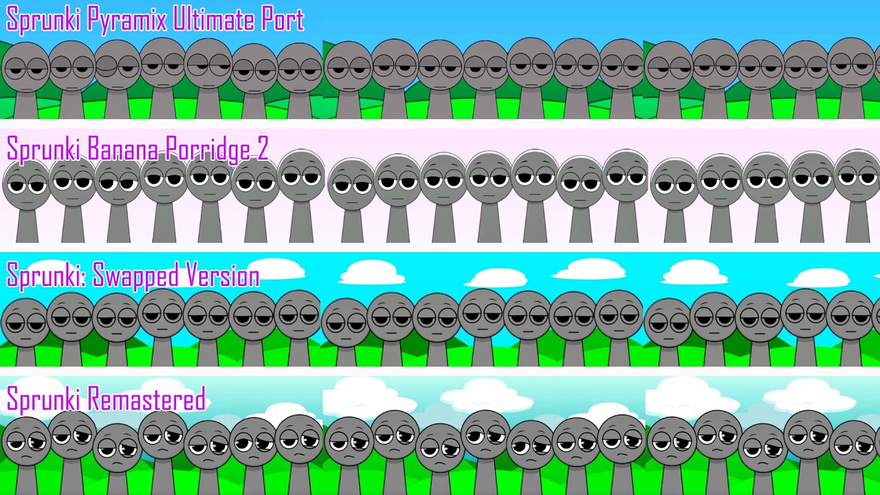 Mix all together characters in Sprunki Pyramix Ultimate Port vs Banana Porridge 2 vs Swapped Vers...