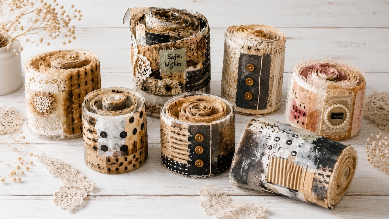 Turn Paper & Fabric Scraps into Beautiful Snippet Rolls | New Mixed Media Class