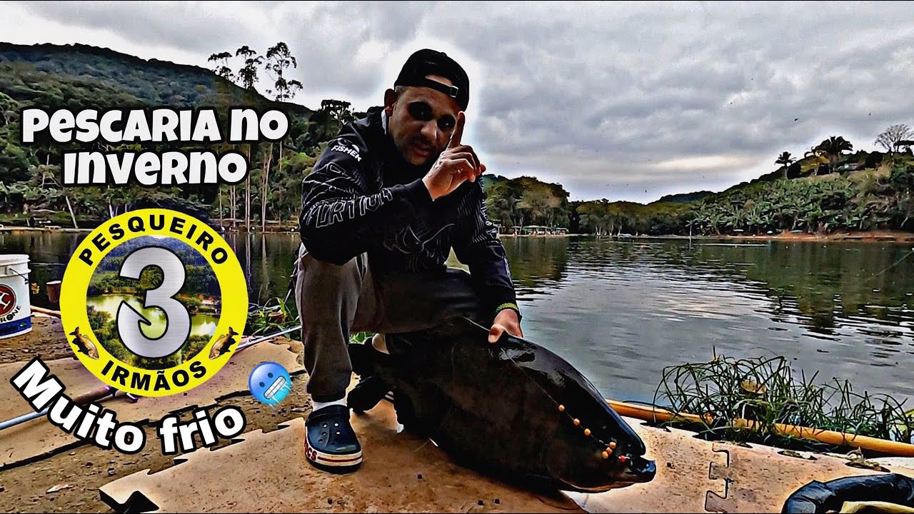 PESQUEIRO 3 IRM&Atilde;OS - O FRIO espantou os PEIXES? #pescarianoinverno