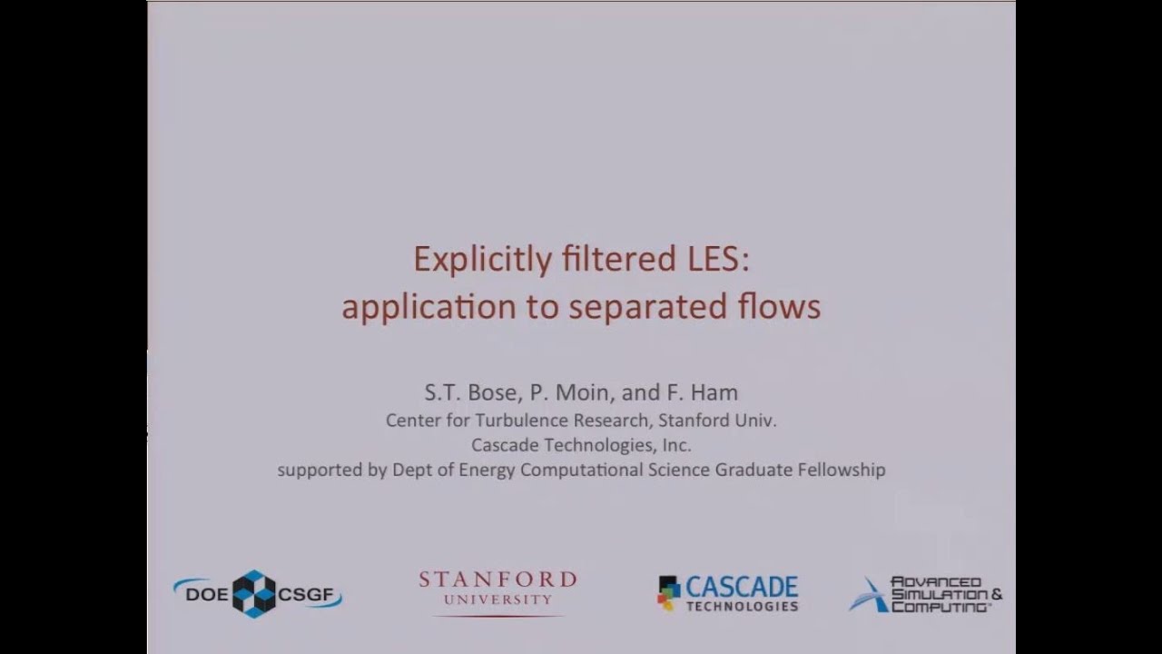 DOE CSGF 2013: Explicitly Filtered Large-Eddy Simulation: Application to Separated Flows