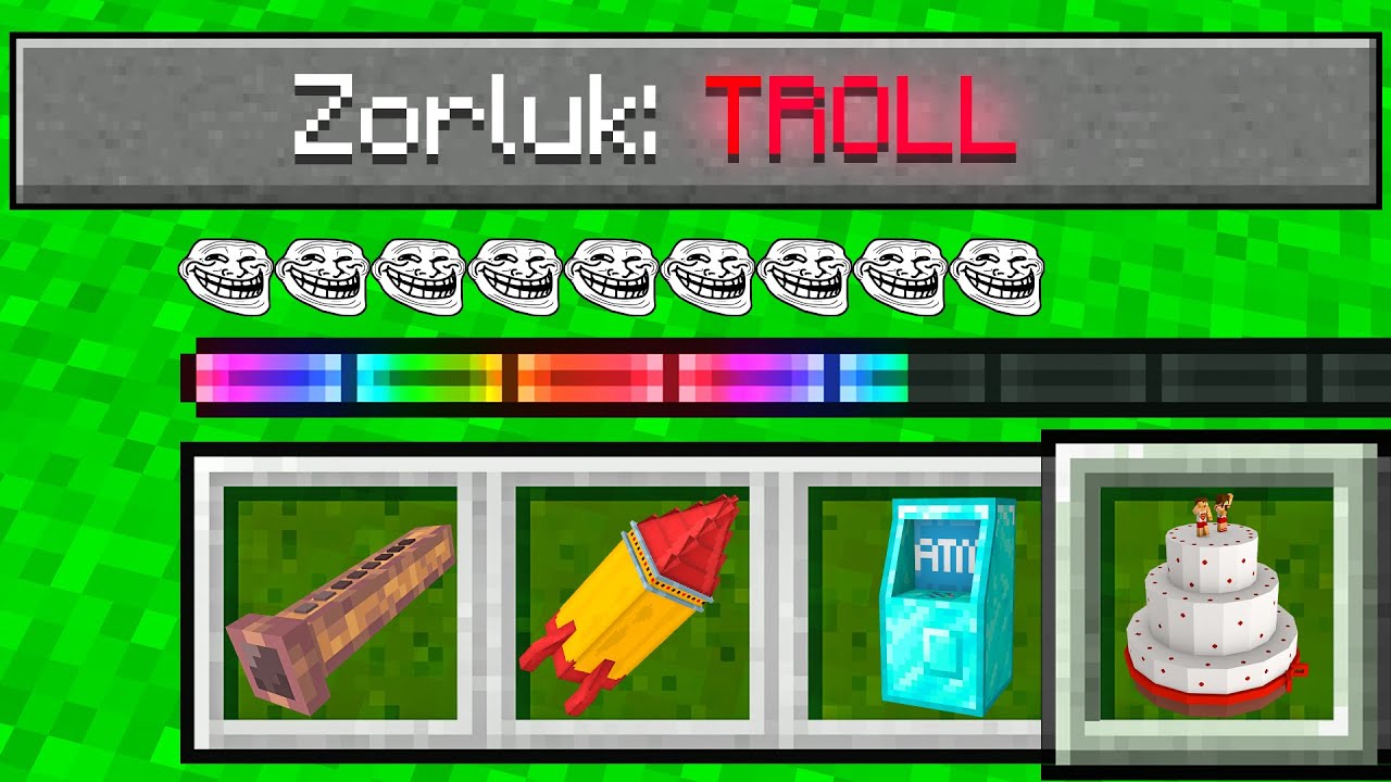minecraft ama zorluk seviyesi TROLL (BugraaK Sevgili Troll)