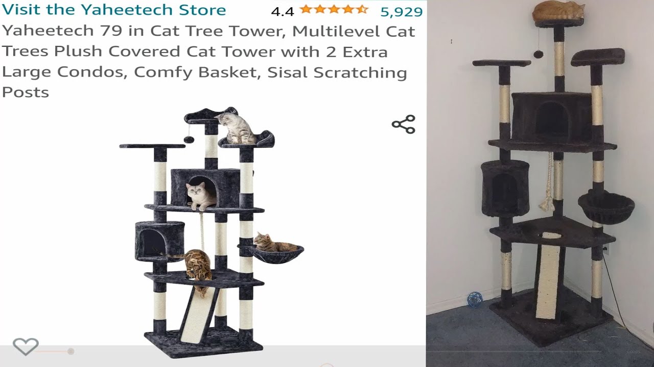 Yaheetech 79 inch Cat Tree Tower Unboxing & Assembly Multi-Level Activity PlayHouse 4 Flerken Kitty