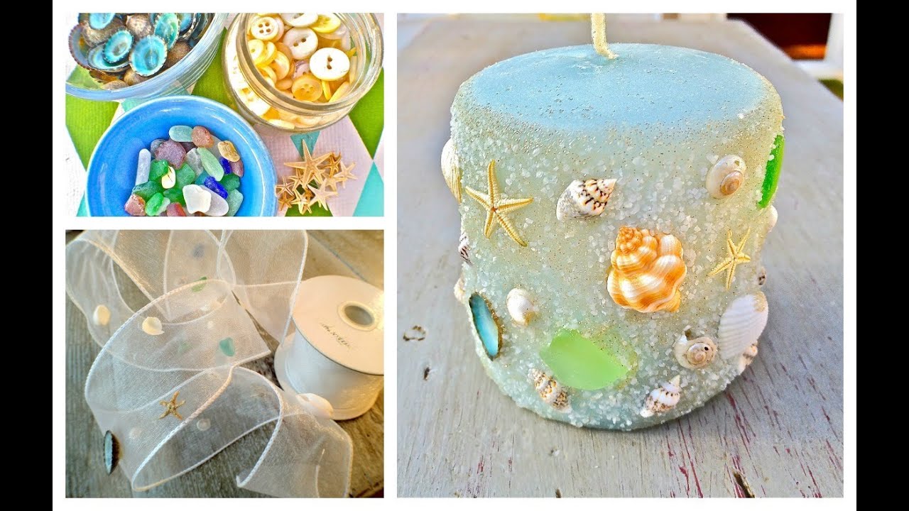 DIY Seashell, seaglass and sand Candles